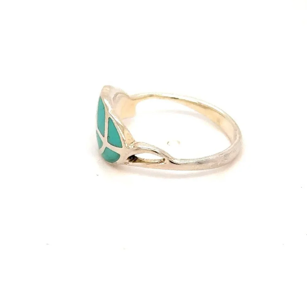 Silver‎ 925 Petite Enamel Leaf Ring